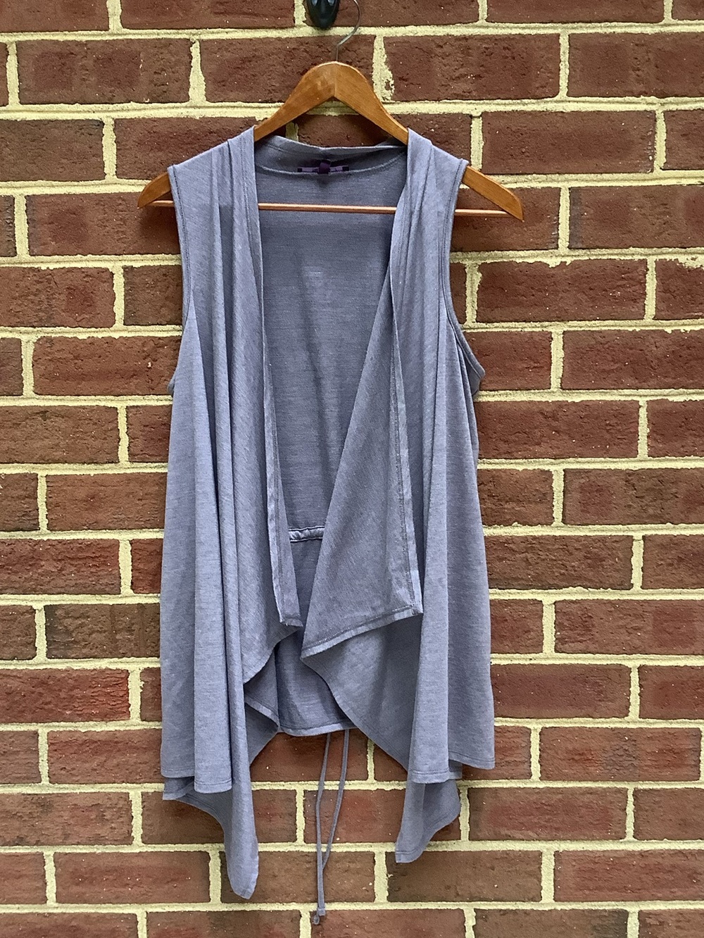 Like New Olivia Sky Gray Waterfall Sleeveless Cardigan M